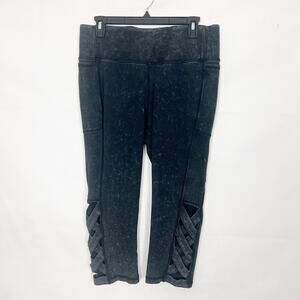 Zoe + Liv Space Dye Charcoal High Rise Cropped Leggings Size 16